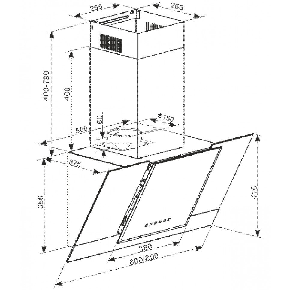 Витяжка KAISER AT 6438 FW Eco Діаметр повітропровода 150