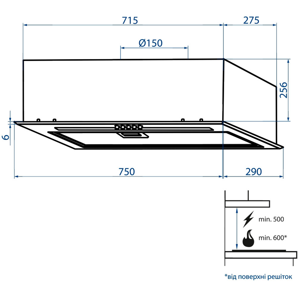 Зображення Витяжка MINOLA HBI 7664 WH GLASS 1000 LED Line