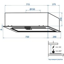 Витяжка MINOLA HBI 7664 WH GLASS 1000 LED Line