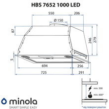 Витяжка MINOLA HBS 7652 WH 1000 LED