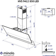 Вытяжка MINOLA HVS 9412 BL 850 LED