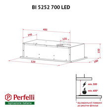 Витяжка PERFELLI BI 5252 BL 700 LED