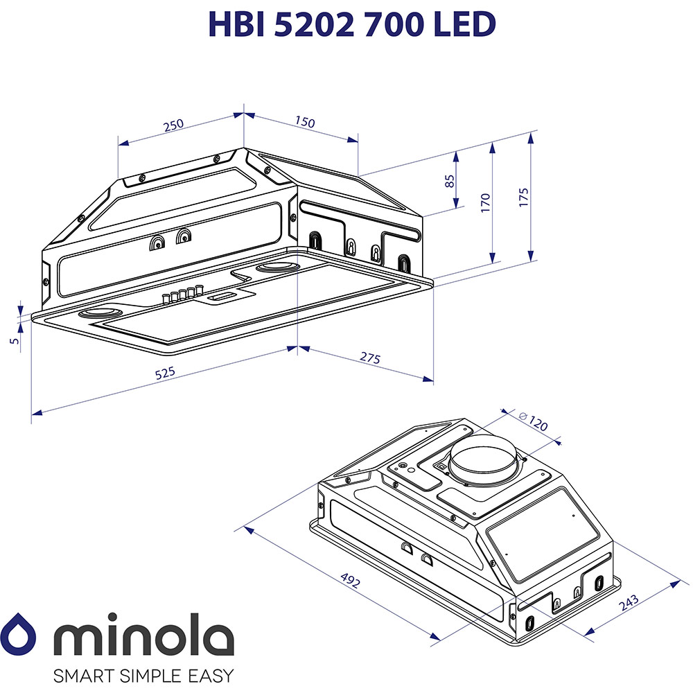 Зображення Витяжка MINOLA HBI 5202 BL 700 LED