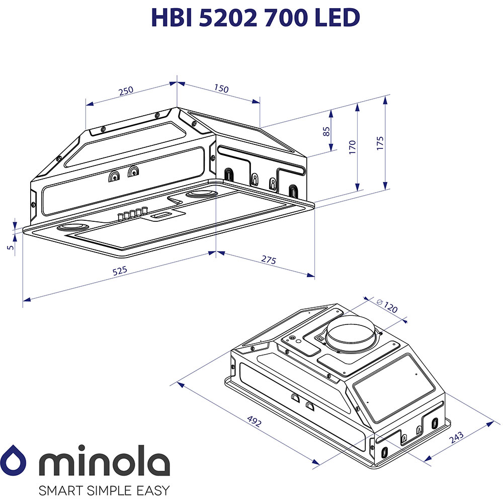 Изображение Вытяжка MINOLA HBI 5202 I 700 LED