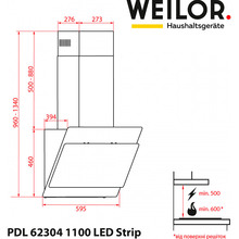 Витяжка WEILOR PDL 62304 BL 1100 LED Strip (РН018107)