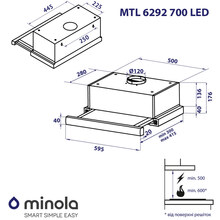 Вытяжка MINOLA MTL 6292 GR 700 LED