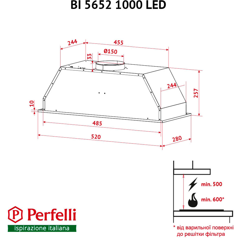 В інтернет магазині Витяжка PERFELLI BI 5652 WH 1000 LED