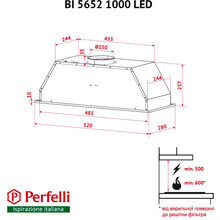 Витяжка PERFELLI BI 5652 WH 1000 LED