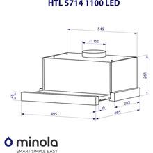 Витяжка MINOLA HTL 5714 I 1100 LED