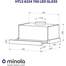 Вытяжка MINOLA HTLS 6234 BL 700 LED GLASS