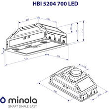 Вытяжка MINOLA HBI 5204 GR 700 LED