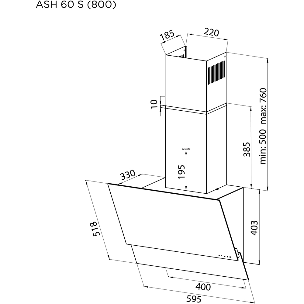 Вытяжка PYRAMIDA ASH 60 S (800) GIV Режим работы отвод