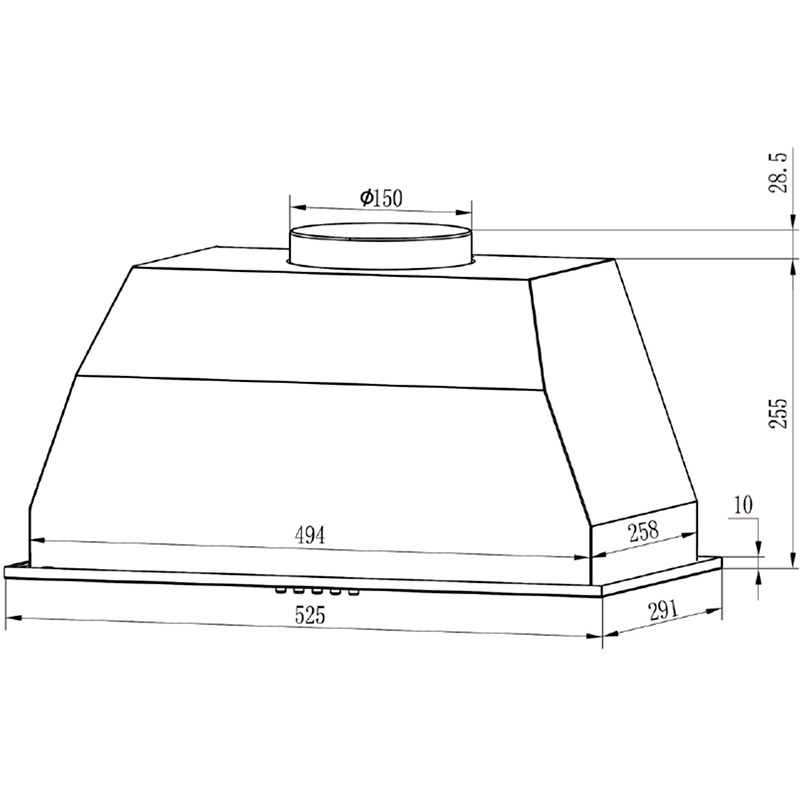 Витяжка GRUNHELM GVC 020 B Black Діаметр повітропровода 150