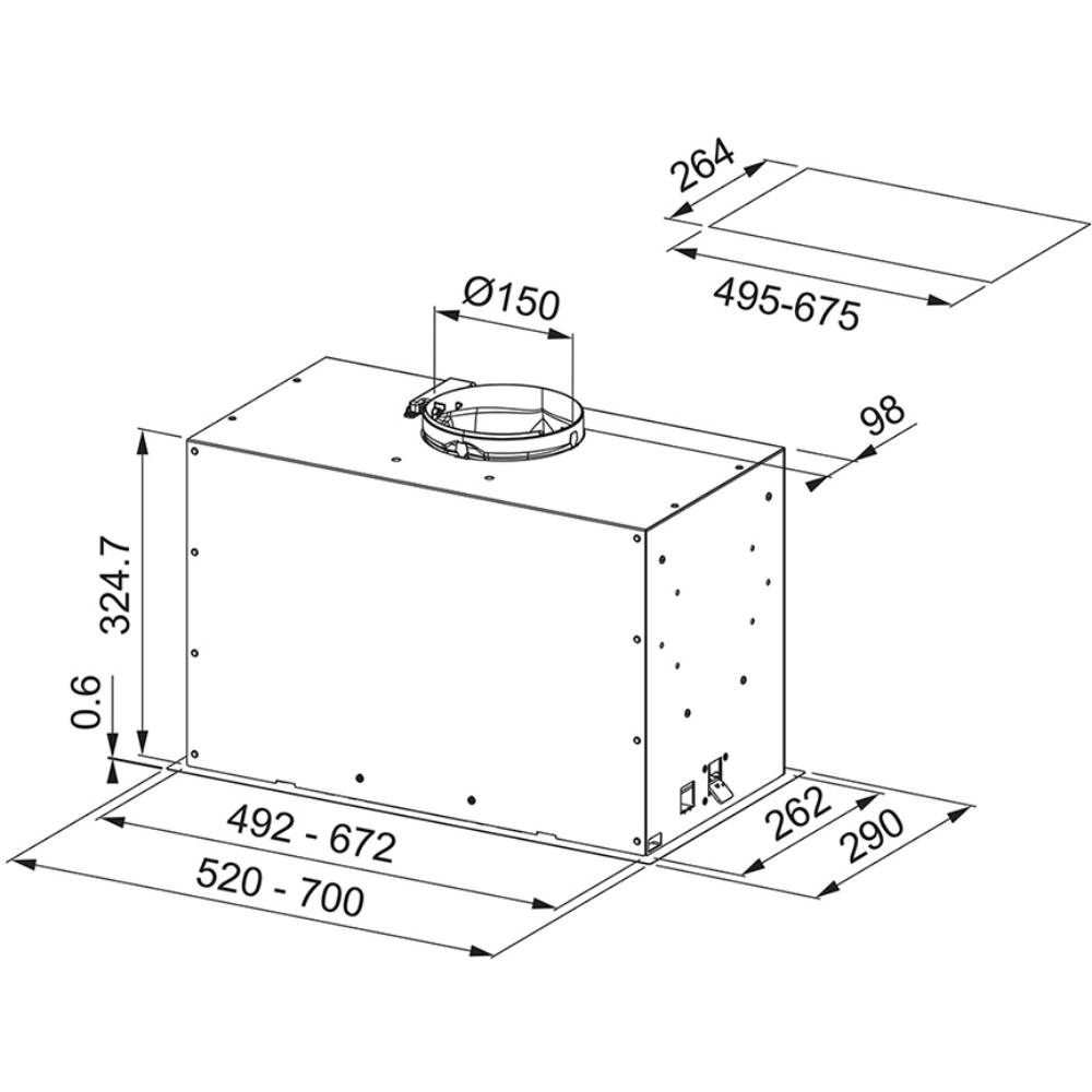 Вытяжка FRANKE Box Flush EVO FBFE XS A70 (305.0665.361) Мощность мотора 250