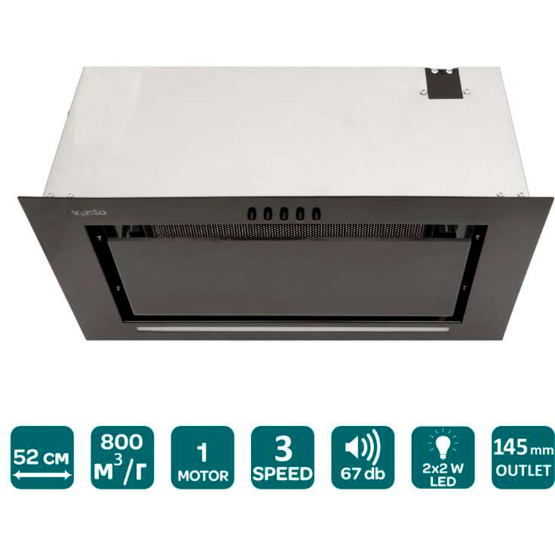 Вытяжка VENTOLUX PUNTO 52 BKG (800) PB Тип встраиваемая