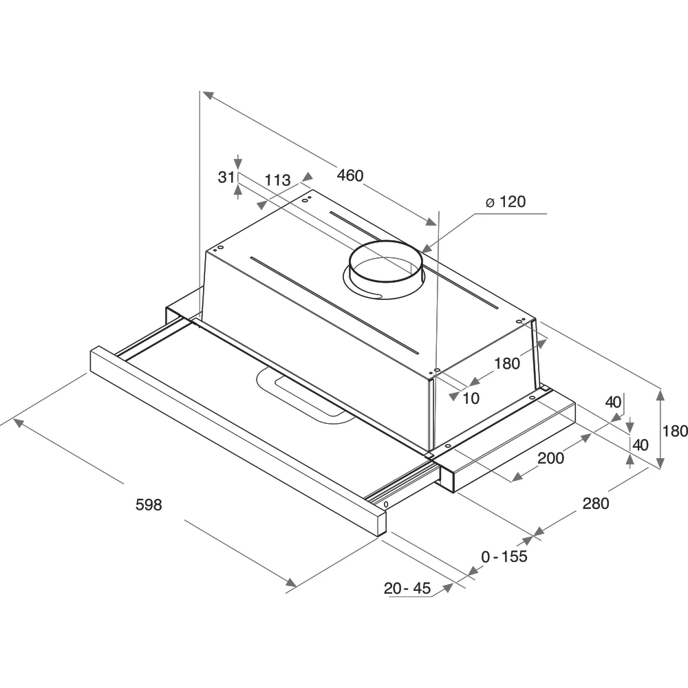 Витяжка WHIRLPOOL AKR 749/1 IX Діаметр повітропровода 120