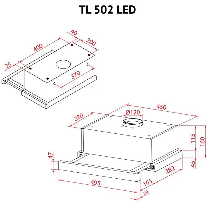 Изображение Вытяжка PERFELLI TL 502 BL LED