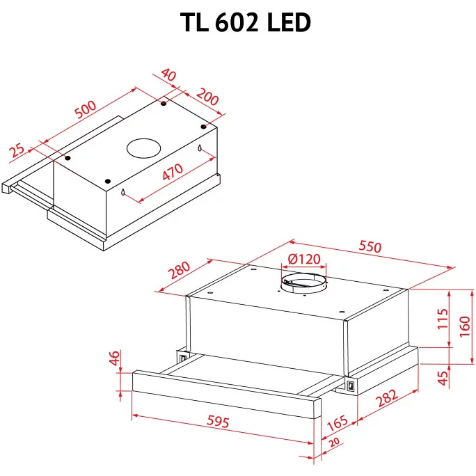 В Украине Вытяжка PERFELLI TL 602 BL LED