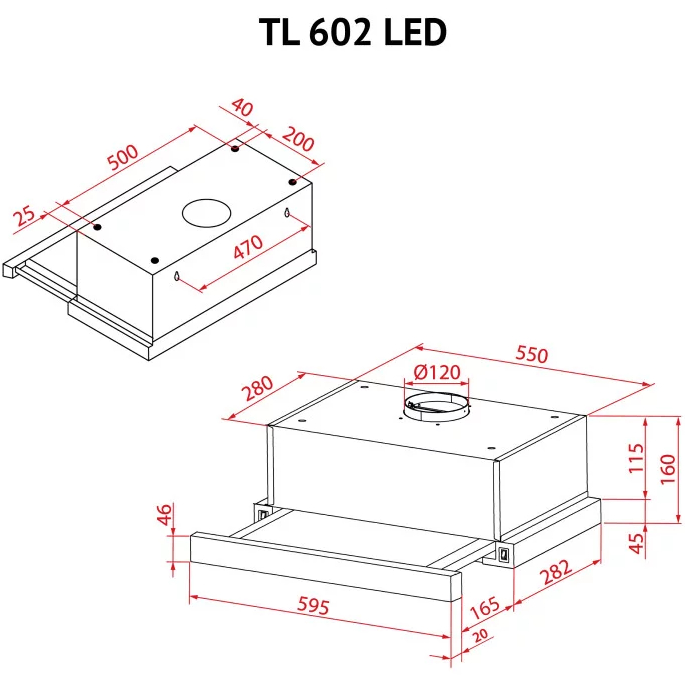 Витяжка PERFELLI TL 602 I LED Тип телескопічна