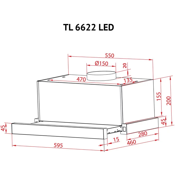 Зображення Витяжка PERFELLI TL 6622 BL 1000 LED