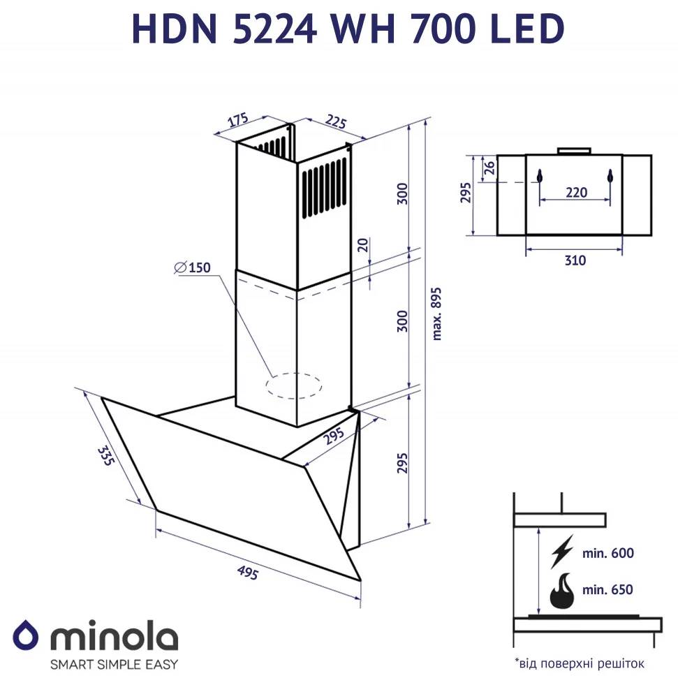 В Украине Вытяжка MINOLA HDN 5224 WH 700 LED