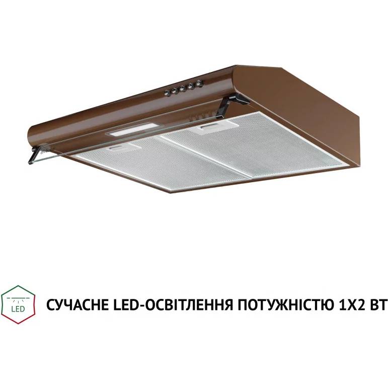 Витяжка PERFELLI PL 5144 Dark BR LED Тип плоска