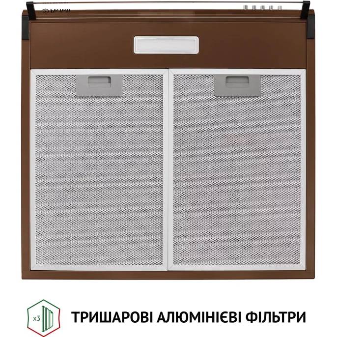 Зовнішній вигляд Витяжка PERFELLI PL 6144 Dark BR LED