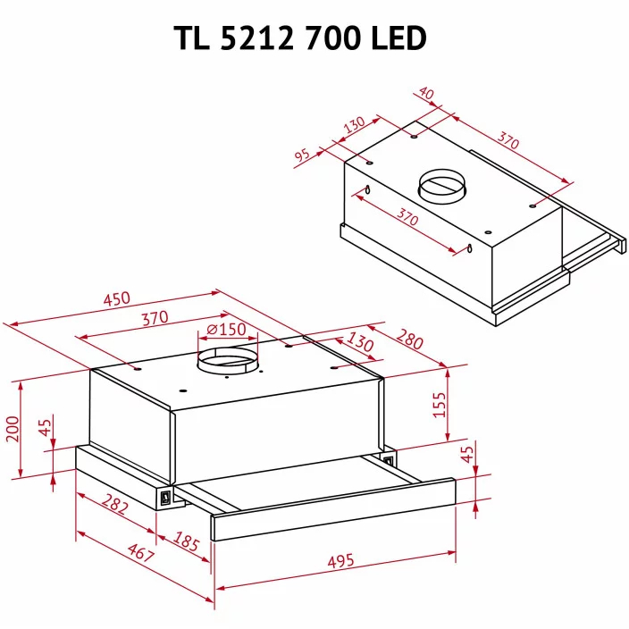 В интернет магазине Вытяжка PERFELLI TL 5212 BL 700 LED