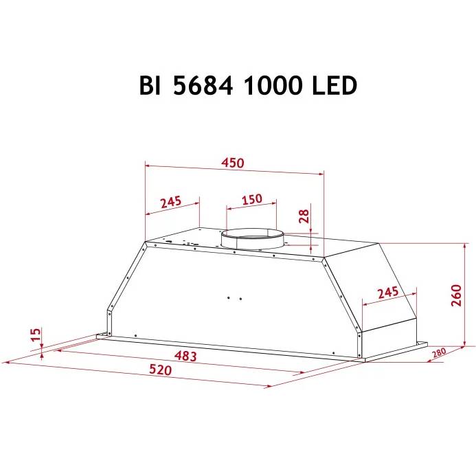 Изображение Вытяжка PERFELLI BI 5684 BL 1000 LED