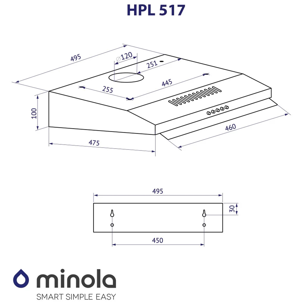 В Україні Витяжка MINOLA HPL 517 WH