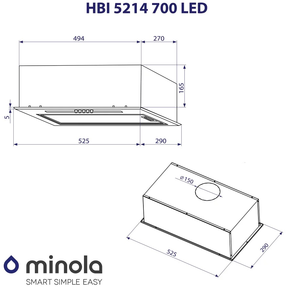Покупка Вытяжка MINOLA HBI 5214 BL 700 LED