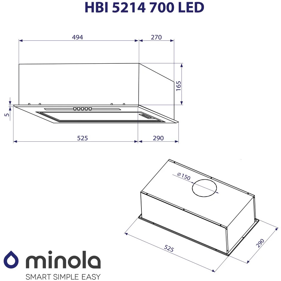 Изображение Вытяжка MINOLA HBI 5214 I 700 LED