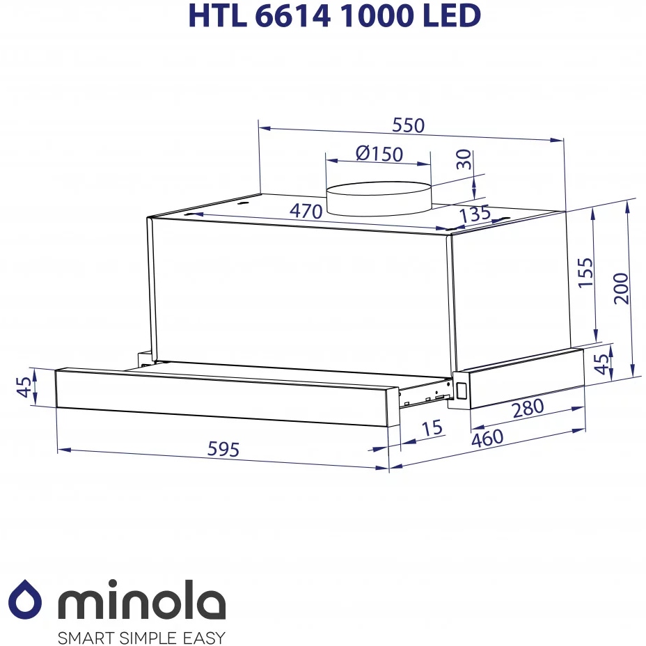 В Украине Вытяжка MINOLA HTL 6614 BLF 1000 LED