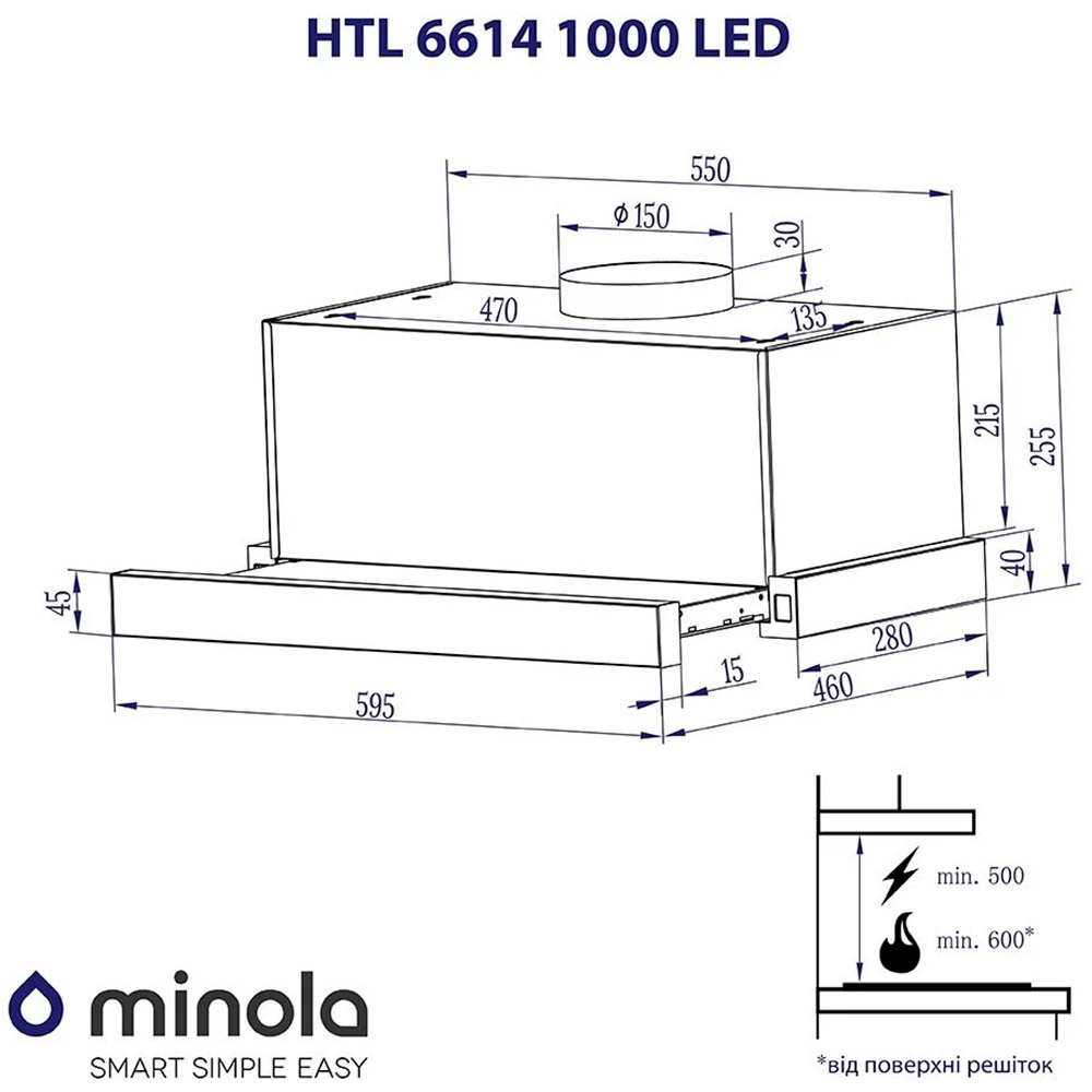 Покупка Витяжка MINOLA HTL 6614 I 1000 LED