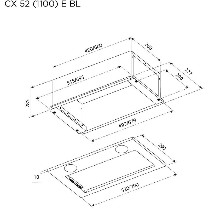 Фото Витяжка PYRAMIDA CX 52 (1100) E BL