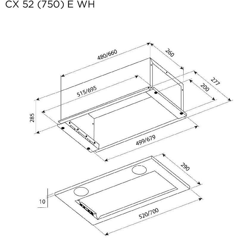 Вытяжка PYRAMIDA CX 52 (750) E WH Режим работы отвод