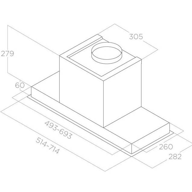 Вытяжка ELICA HIDDEN 2.0 BL MAT/A/72 Диаметр воздуховода 150