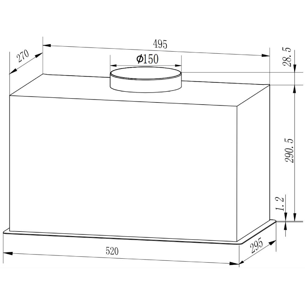 Вытяжка INTERLINE BOXGLASS BL A/60 PB/2/T Black Тип встраиваемая