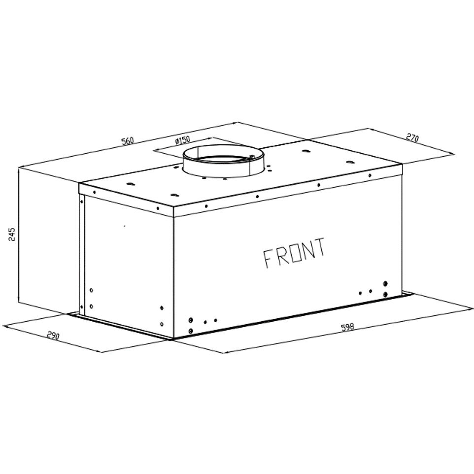 Вытяжка INTERLINE LINE S BL A/60 GL/PB Мощность мотора 100