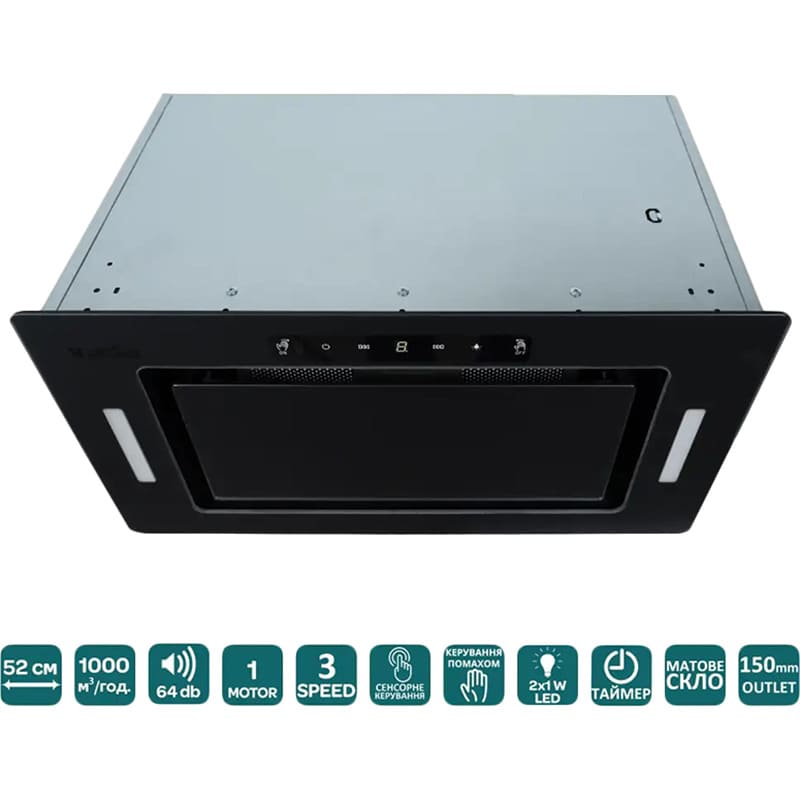 Вытяжка VENTOLUX PUNTO 52 MBG (1000) TC MS Режим работы отвод