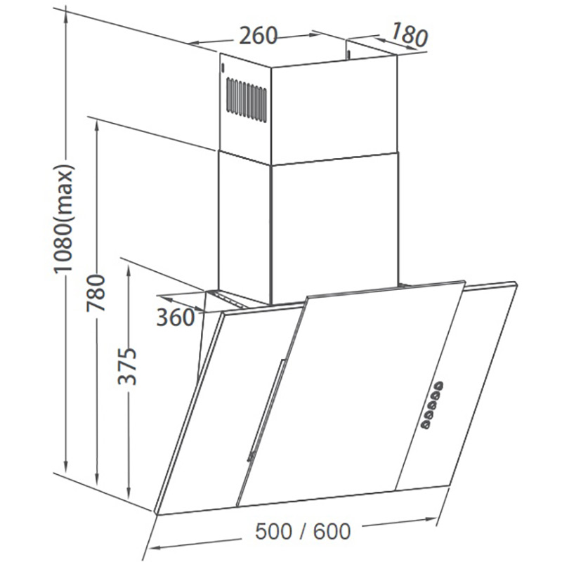 Фото Витяжка PYRAMIDA NVX 60 (800) B XBL