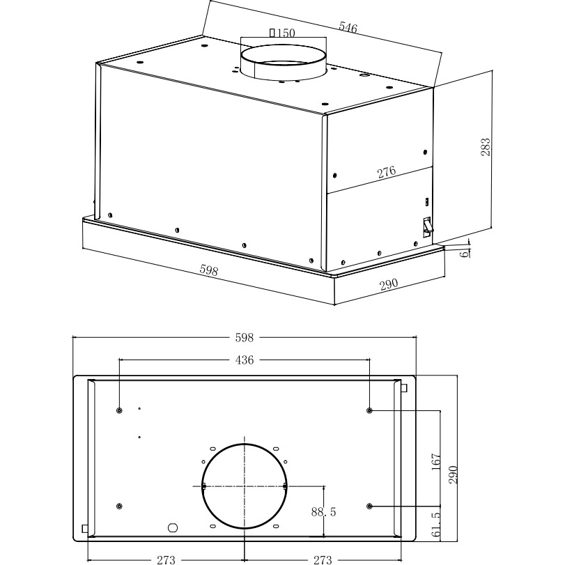 Витяжка HANSA OMP6555BGH Режим роботи відведення
