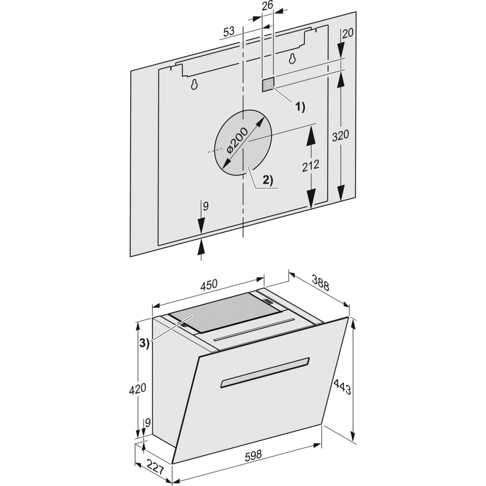 Витяжка MIELE DAH 1650 OBSW (28H1650BUA) Тип похила