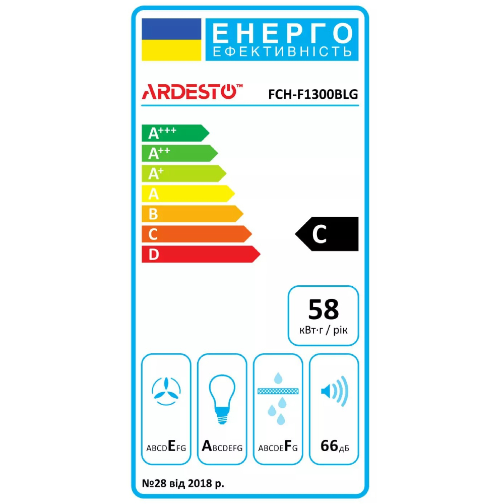 Витяжка ARDESTO FCH-F1300BLG Потужність двигуна 115