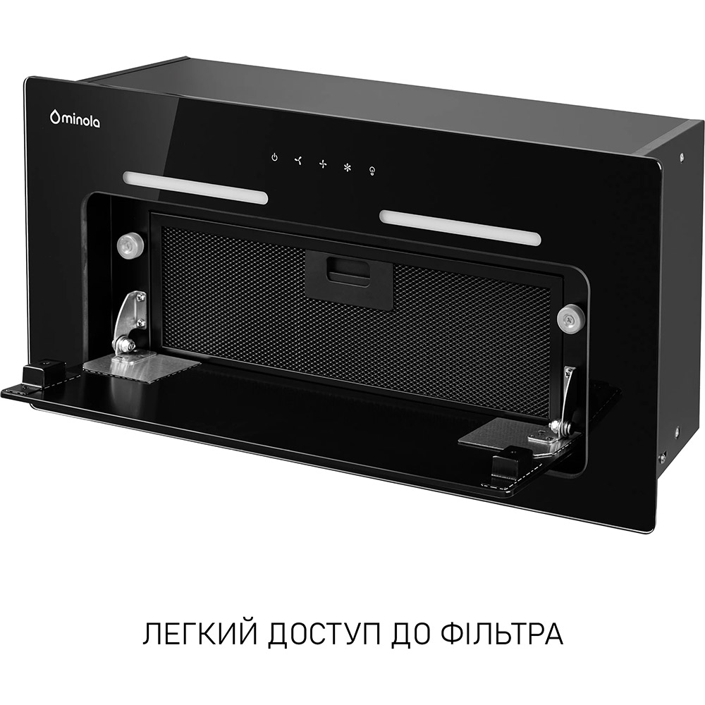 Зображення Витяжка MINOLA HBI 6473 BL GLASS 800 LED Line Black (УТ000004537)