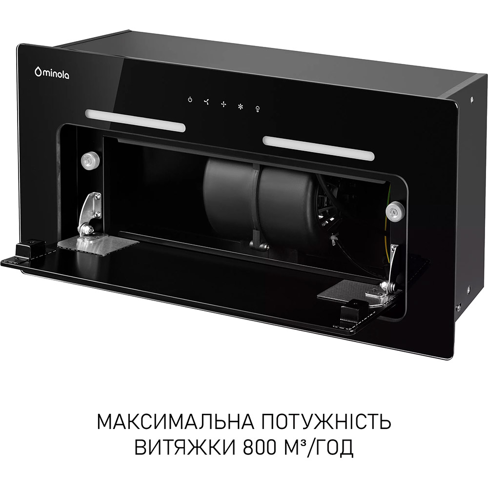В Україні Витяжка MINOLA HBI 6473 BL GLASS 800 LED Line Black (УТ000004537)