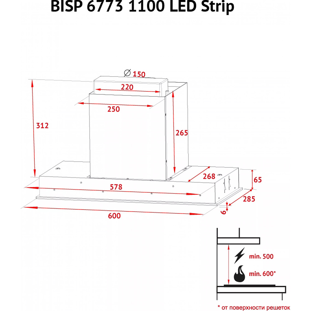 В Україні Витяжка PERFELLI BISP 6773 WH 1100 LED Strip