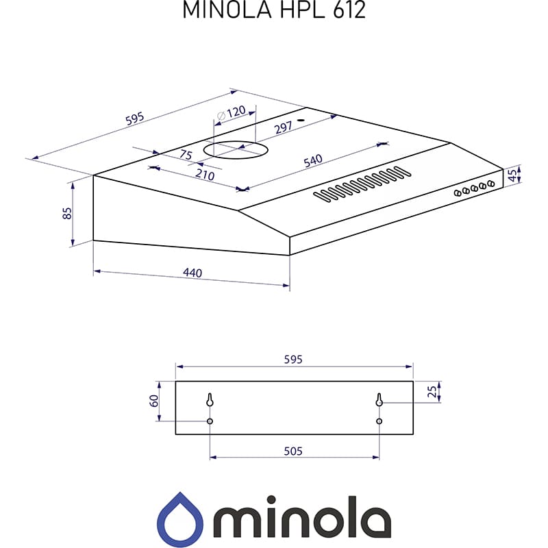 Изображение Вытяжка MINOLA HPL 612 BL