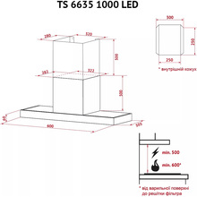 Вытяжка PERFELLI TS 6635 I/WH 1000 LED