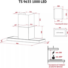 Вытяжка PERFELLI TS 9635 I/WH 1000 LED